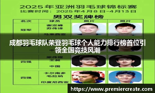 成都羽毛球队荣登羽毛球个人能力排行榜首位引领全国竞技风潮